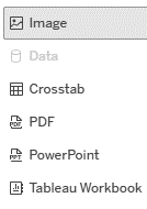 Screenshot of Tableau list of formats available.
